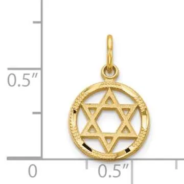 14K Solid Yellow Gold Star of David Jewish Magen Necklace Judaica Religious Chain Pendant Israel Charm 19mm x 12mm Only
