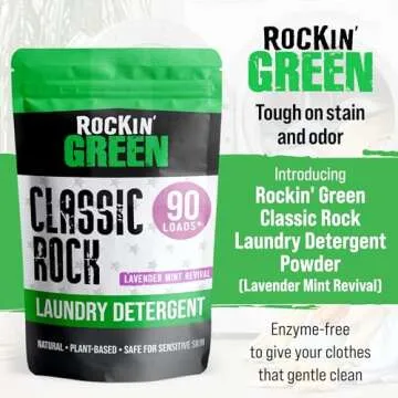 Rockin' Green Classic Rock Laundry Detergent Powder (90 Loads) - All Natural Laundry Detergent - Sen...
