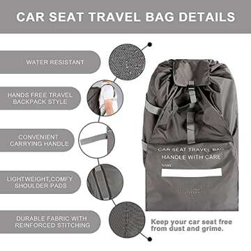 Little Livings Durable Car Seat Travel Bag for Airplane