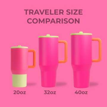 HydroJug Traveler - 40 oz Water Bottle with Handle & Flip Straw - Fits in Cup Holder, Leak Resistant Tumbler-Reusable Insulated Stainless Steel & Rubber Base - Gifts for Women & Men, Orchid