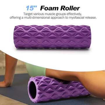 Joyenergy 5-in-1 Foam Roller Set for Deep Tissue Massage, Muscle Pain Relief, Improved Mobility, Hig...