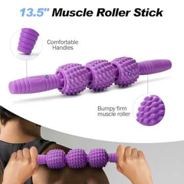 Joyenergy 5-in-1 Foam Roller Set for Deep Tissue Massage, Muscle Pain Relief, Improved Mobility, High-Density Back Roller for Whole Body Relieves Muscle Pain Muscle Massage (Purple)