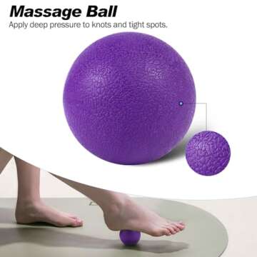 Joyenergy 5-in-1 Foam Roller Set for Deep Tissue Massage, Muscle Pain Relief, Improved Mobility, High-Density Back Roller for Whole Body Relieves Muscle Pain Muscle Massage (Purple)