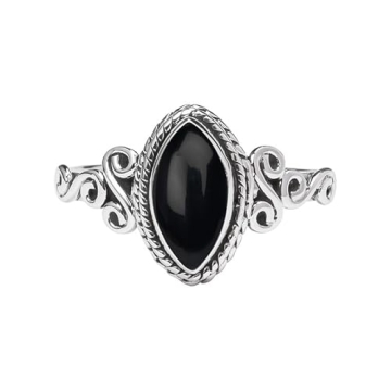 Black Onyx Stone Ring 925 Sterling Silver Statement Ring For Women and Girls Handmade Rings Natural ...