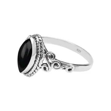 Elegant Black Onyx Stone Ring in 925 Sterling Silver