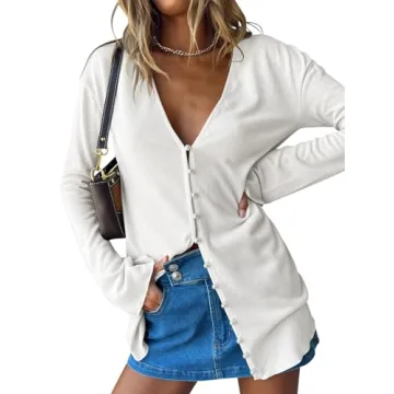 Saodimallsu Deep V Neck Lightweight Cardigan for Women