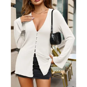 Saodimallsu Deep V Neck Lightweight Cardigan for Women