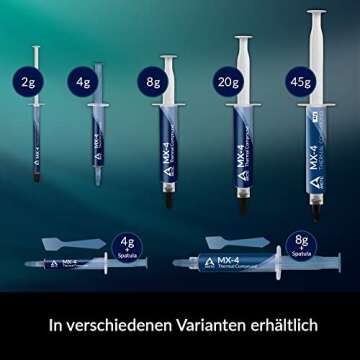 ARCTIC MX-4 (incl. Spatula, 4 g) - Premium Performance Thermal Paste for All Processors (CPU, GPU - PC), Very high Thermal Conductivity, Long Durability, Safe Application