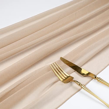 Champagne Gold Chiffon Table Runners Set for Elegant Events