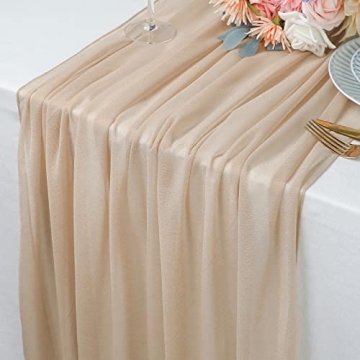 Champagne Gold Chiffon Table Runners Set for Elegant Events