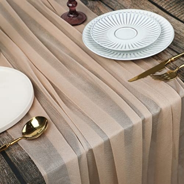Champagne Gold Chiffon Table Runners Set for Elegant Events