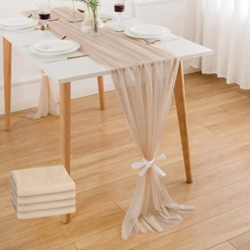 Champagne Gold Chiffon Table Runners Set for Elegant Events