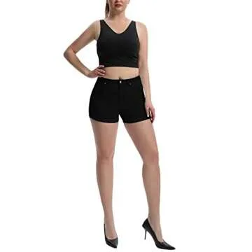 Romastory High Waisted Summer Elastic Denim Shorts