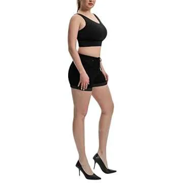 Romastory High Waisted Summer Elastic Denim Shorts