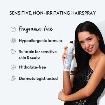 No nothing Very Sensitive Strong Hairspray - Fragrance Free Strong Styling and Finishing Spray, Hypoallergenic, Unscented Hair Spray 9 oz - KC Professional