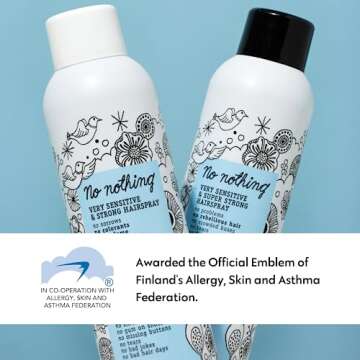 No nothing Very Sensitive Strong Hairspray - Fragrance Free Strong Styling and Finishing Spray, Hypoallergenic, Unscented Hair Spray 9 oz - KC Professional