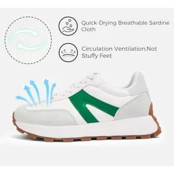 LUCKY STEP Women's Platform Fashion Sneakers Retro Classic Trainers Casual Lace-up Stylish Tennis Ru...