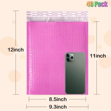 8.5x12 Inch Bubble Mailers 40 Pack, Self Seal Padded Envelopes for Small Business, Waterproof Shippi...