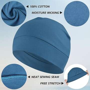 Headshion Cotton Skull Caps for Men Women,2-Pack Lightweight Beanie Sleep Hats Breathable Helmet Lin...