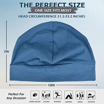 Headshion Cotton Skull Caps for Men Women,2-Pack Lightweight Beanie Sleep Hats Breathable Helmet Liner Royal Blue,Light Blue