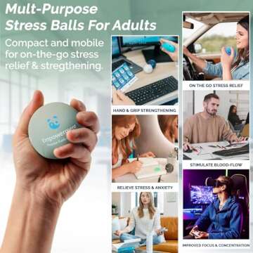 Mind & Body Stress Balls For Adults - Tri-Density Hand Therapy Exercise Squeeze Balls - Grip Strengt...