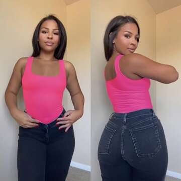 EUYZOU Women's 3PK Tummy Control Shapewear Tank Tops Seamless Square Neck Compression Tops Slimming ...