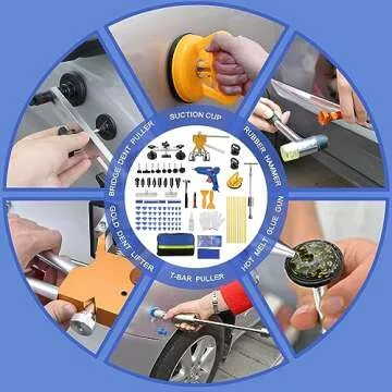 ROADGIVE 97PCS Auto Body Dent Repair Tool Kit, Paint-Friendly Dent Repair Kit with Golden Lifter, Sl...