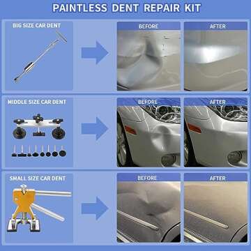 ROADGIVE 97PCS Auto Body Dent Repair Tool Kit, Paint-Friendly Dent Repair Kit with Golden Lifter, Slide Hammer T-bar Dent Puller, Bridge Puller, Suction Cup and Glue Gun for Car Dent Remove Tools Kit