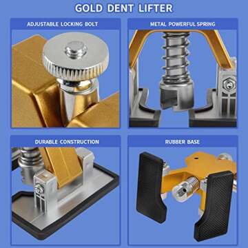 ROADGIVE 97PCS Auto Body Dent Repair Tool Kit, Paint-Friendly Dent Repair Kit with Golden Lifter, Slide Hammer T-bar Dent Puller, Bridge Puller, Suction Cup and Glue Gun for Car Dent Remove Tools Kit