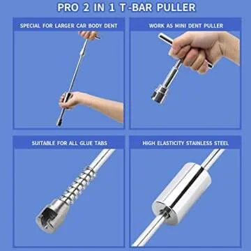 ROADGIVE 97PCS Auto Body Dent Repair Tool Kit, Paint-Friendly Dent Repair Kit with Golden Lifter, Slide Hammer T-bar Dent Puller, Bridge Puller, Suction Cup and Glue Gun for Car Dent Remove Tools Kit