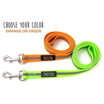 Mighty Paw Waterproof Dog Leash - Smell-Proof Pet Lead Against Dog Foot Smell - Ideal Nylon Reflecti...