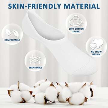 Ordenado Women's 6 Pairs Casual Thin No Show Socks Non Slip Flat Boat Line Multicolor