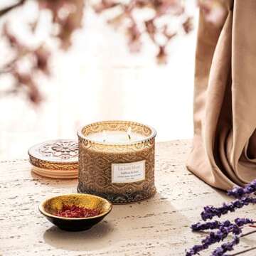 LA JOLIE MUSE Saffron & Oud Scented Candle - Luxury 12oz Double-Wick Soy Candle for Home