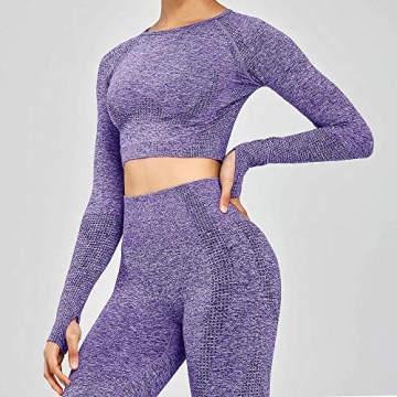 Aoxjox Long Sleeve Crop Tops - Stylish Workout Wear