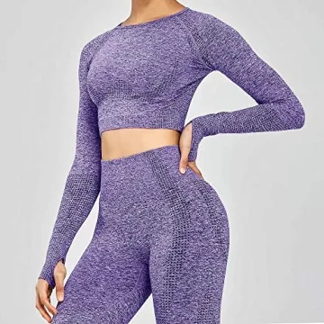 Aoxjox Long Sleeve Crop Tops - Stylish Workout Wear