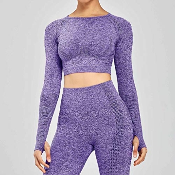 Aoxjox Long Sleeve Crop Tops - Stylish Workout Wear