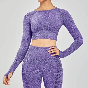 Aoxjox Long Sleeve Crop Tops - Stylish Workout Wear