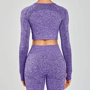 Aoxjox Long Sleeve Crop Tops - Stylish Workout Wear