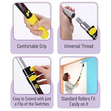 Bates- Extension Pole, 3 Ft Pole, Telescoping Pole, Paint Pole, Extendable Pole, Paint Roller Extension Pole, Painters Pole, Extension Handle, Telescoping Handle, Telescoping Paint Roller Pole…