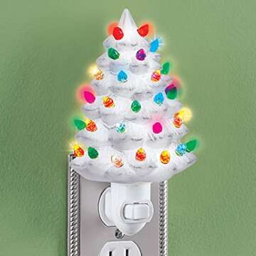 Collections Etc Ceramic Christmas Tree Night Light - 6"H, Nostalgic, Decorative Bathroom Decoration,...