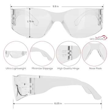 SAFE HANDLER Hyline Anti Fog Clear Safety Glasses, 144 Pack, ANSI Z87.1, Impact Resistant, Polycarbonate Lens, Anti-Scratch