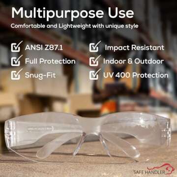 SAFE HANDLER Hyline Anti Fog Clear Safety Glasses, 144 Pack, ANSI Z87.1, Impact Resistant, Polycarbonate Lens, Anti-Scratch