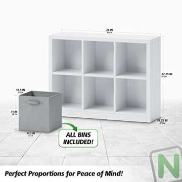 6 Cube Storage Organizer Set. Includes Six Fabric Storage Cubes Bins. Cube Shelves for Clothes, Storage and Toys. Perfect Dorm Room Essentials for Collage Students Guys, Boys or Girls