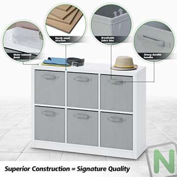 6 Cube Storage Organizer Set. Includes Six Fabric Storage Cubes Bins. Cube Shelves for Clothes, Storage and Toys. Perfect Dorm Room Essentials for Collage Students Guys, Boys or Girls