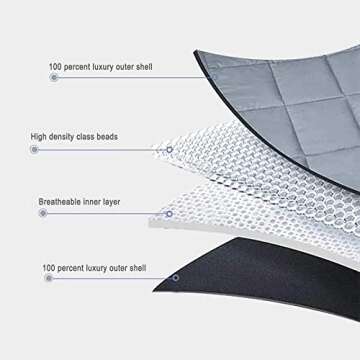 Waowoo Weighted Blanket (12lbs 48"x72") for Adults Deeper Sleep, Premium Material with Glass Beads (Inner Layer Dark Grey)