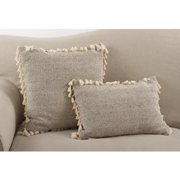 Stylish 14x20 Ivory Cotton Down Filled Throw Pillow