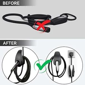 Charging Cable Organizer for Tesla,Wall Mount Connector Holder, Charger Cable Holder Adapter with Chassis Bracket,Compatible with Model 3/S/Y/X,Black