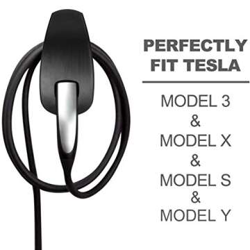 Charging Cable Organizer for Tesla,Wall Mount Connector Holder, Charger Cable Holder Adapter with Chassis Bracket,Compatible with Model 3/S/Y/X,Black