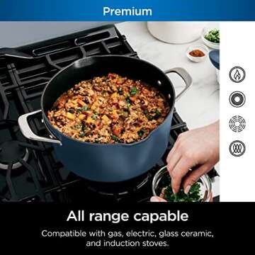 Ninja CW202BL Foodi NeverStick PossiblePot, Premium Set with 7-Quart Capacity Pot, Roasting Rack, Glass Lid & Integrated Spoon, Nonstick, Durable & Oven Safe to 500°F, Macaron Blue