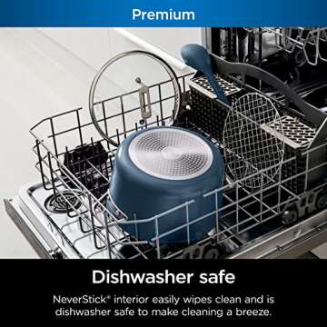 Ninja CW202BL Foodi NeverStick PossiblePot, Premium Set with 7-Quart Capacity Pot, Roasting Rack, Glass Lid & Integrated Spoon, Nonstick, Durable & Oven Safe to 500°F, Macaron Blue